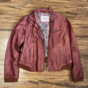 Faux Leather Large Brown Jacket